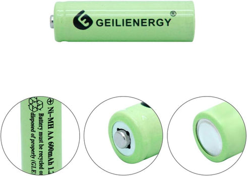 AA Solar Light Batteries NIMH 600mAh 1.2V Double A Rechargeable for Garden Lawn Landscaping Solar Lights Remotes Mice(12Pcs)...
