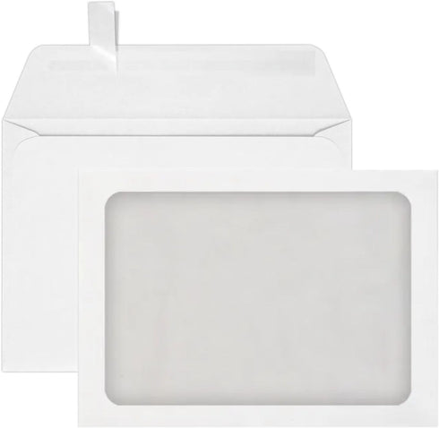 LUXPaper A7 Full Face Window Envelopes | Peel & Press | 5 1/4" x 7 1/4" | White | 70lb. Text | 50 Qty...