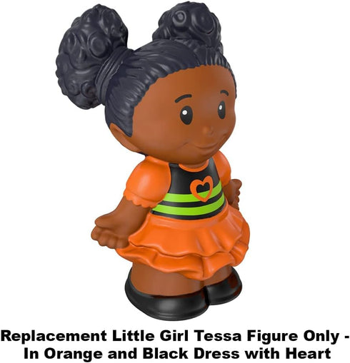Replacement Part for Little People Tessa and Pumpkin Halloween Playset - CJD01 ~ Replacement Little Girl Tessa Figure in Orange and Black Dress wi...