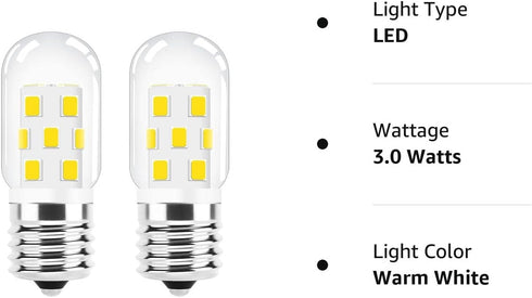 LED Microwave Light Bulb Over Stove Appliance 8206232A 40W Incandescent Equivalent, E17 LED Bulb Dimmable for Refrigerator, Range Hood, 3W 380LM W...