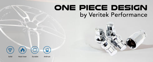 Set of 4 Veritek 14x1.5mm 1.40 Inch Chrome Acorn Bulge Tuner Socket Style Wheel Locks for Aftermarket Custom Wheels...