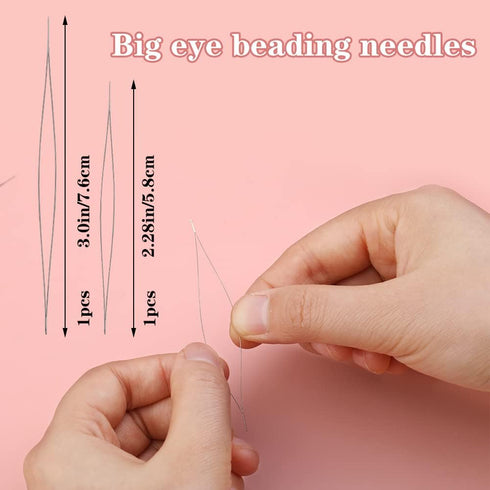 0.6mm/4 Rolls Elastic Stretch Thread for Bracelets, Transparent Beading String with 2 Sizes Big Eye Bead Needles and Needle Bottle, Clear Stretch ...