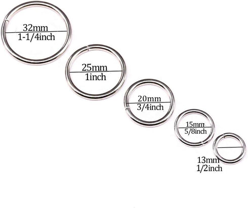 50 Pcs Sliver Assorted Multi-Purpose Metal O Ring for Hardware Bags Ring Hand DIY Accessories - 13mm, 15mm, 20mm, 25mm, 32mm (O Ring)...