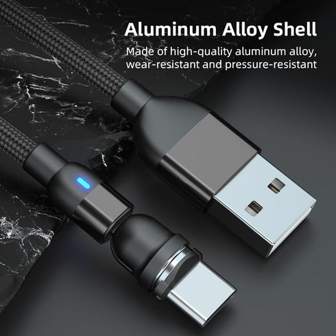 Magnetic Charging Cable, 540 ° Rotating Magnetic Phone Charging Cable with LED Light, 3-in-1 Nylon Woven Magnetic Phone Charger, Compatible with T...
