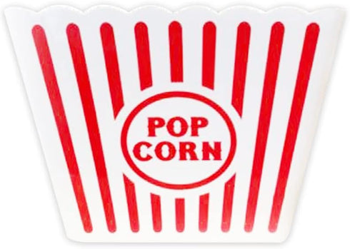 Novelty Place Plastic Popcorn Bowl, Red & White Striped Classic Popcorn Containers for Movie Night - 8" Square x 7" Deep (1 Pack)...