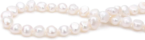 Natural Pearl Beads Side Hole 8-9mm White Freshwater Cultured Loose Gemstone Beads for DIY Jewelry Making 13.8''/Strand...