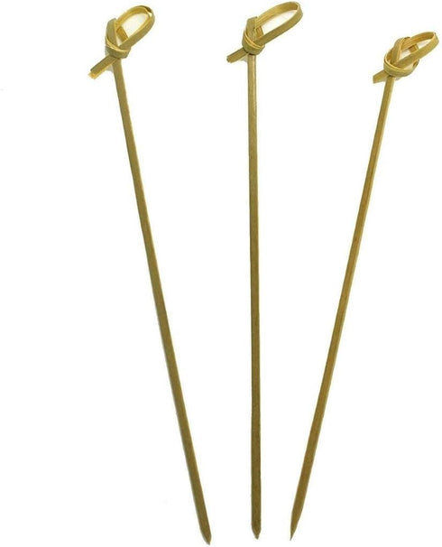 Gmark Bamboo Knot Skewers 6" 200 ct, Bamboo Knot Picks, Twisted Ends Bamboo Picks Cocktail Picks GM1030...