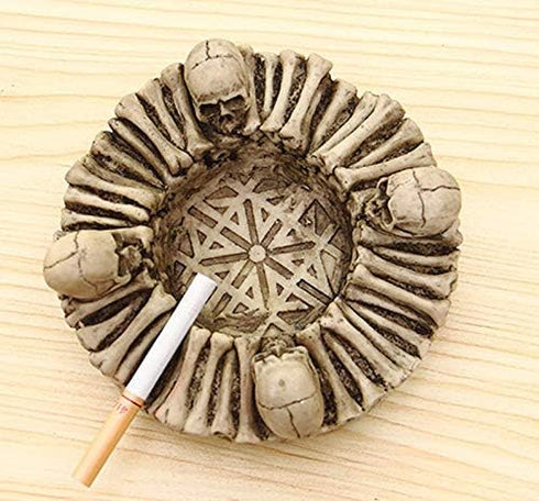 Skull Ashtray, Black, Gothic Style, Polypropylene PP Material, Windproof, 5.9 Inches x 2.3 Inches...