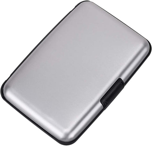 ELFISH Mini RFID Aluminum Wallet Credit Cards Holder Business Card Case Metal ID Case for Men Women (Silver)...