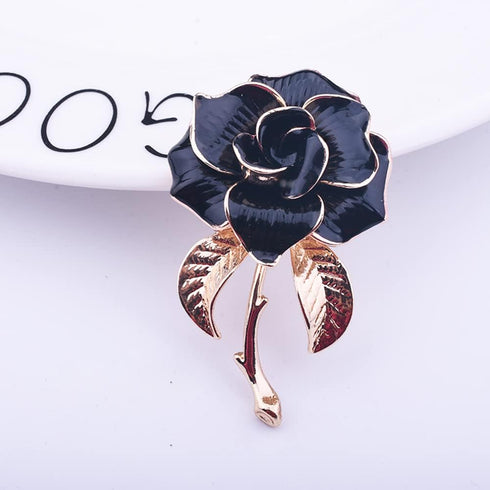 Rose Gold Flower Brooch Black White Rose Petals Brooches & Pins for Women...