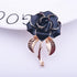 Rose Gold Flower Brooch Black White Rose Petals Brooches & Pins for Women...