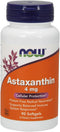 NOW Supplements, Astaxanthin 4 mg derived from Non-GMO Haematococcus Pluvialis Microalgae and has naturally occurring Lutein, Canthaxanthin and Be...