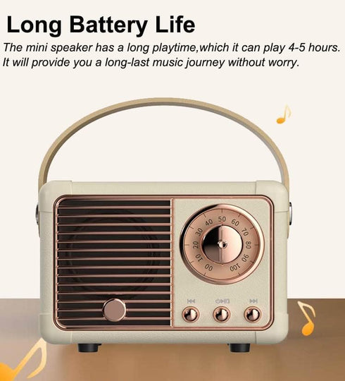 Retro Bluetooth Speaker Wireless Mini Speaker,Bluetooth Speaker with Crystal Clear Stereo Sound Rich Bass,Portable Bluetooth Speaker for iPhone,An...