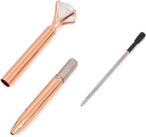 Bling Crystal Diamond Pen metal ballpoint pens for Office School with Reffills students gift, pack of 3 4 5 8 12 (8 rose gold)...