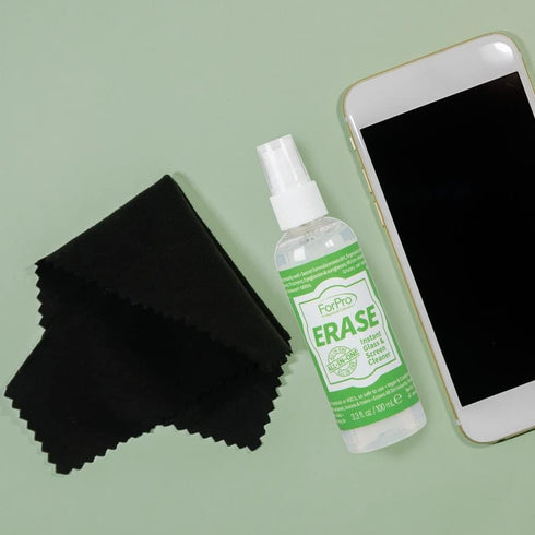 ForPro Erase Instant Glass & Screen Cleaner Kit, for TV Screens, Smartphones, Eyeglasses, Mirrors - Includes 3.3 Oz. Bottle and Microfiber Cleanin...
