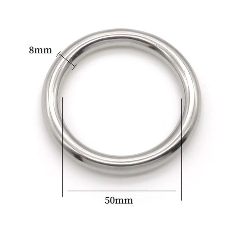 Heavy Duty Stainless Steel Metal O-Ring Welded Metal Round Rings for Camping Belt, Luggage Hardware Accessories (4, 8 x 50mm ID)...