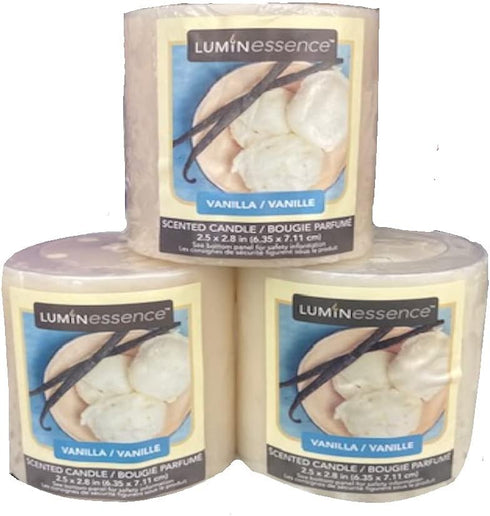 Luminessence Set of Three Vanilla Scented Pillar Candles, 2.5 in. X 2.8 in....