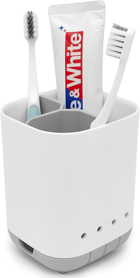 Toothbrush Holder for Bathroom,Plastic Detachable for Easy Cleaning Multi-Functional Storage,3 Slots Anti-Slip Electric Toothbrush and Toothpaste ...