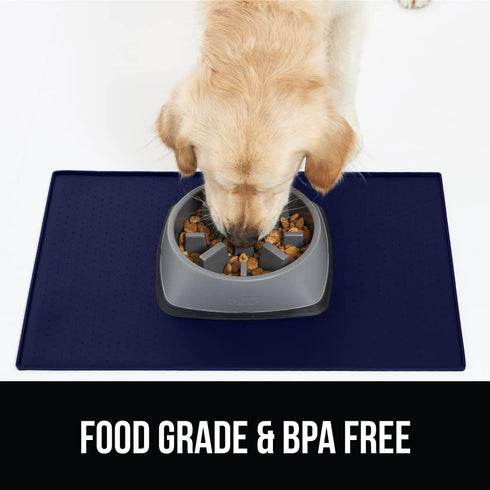 Gorilla Grip 100% Waterproof Raised Edge BPA Free Silicone Pet Feeding Mat, Dog Cat Food Mats Contain Spills Protects Floors, Placemats for Cats a...