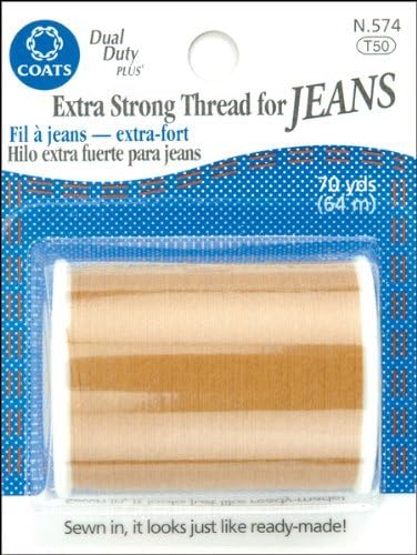Coats & Clark Extra Strong Thread for Jeans, 70-Yard, Golden (2 Pack)...