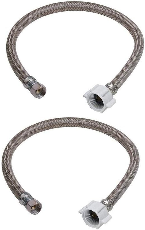 EZ-Fluid Toilet Water Supply Connector Line Braided Stainless Steel, Toilet Supply Line - 3/8 Female Compression Thread x 7/8 Female Ballcock Thre...