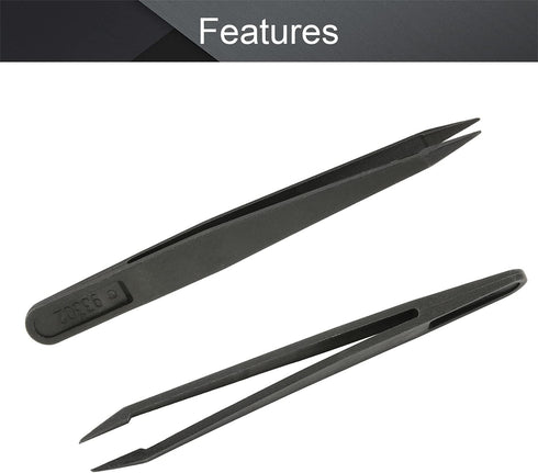 Utoolmart 3Pcs Plastic Anti-static Tweezers, Precision Slant Point Tip for Jewelry Craft DIY Beauty Electronics Repair Tool, Black...