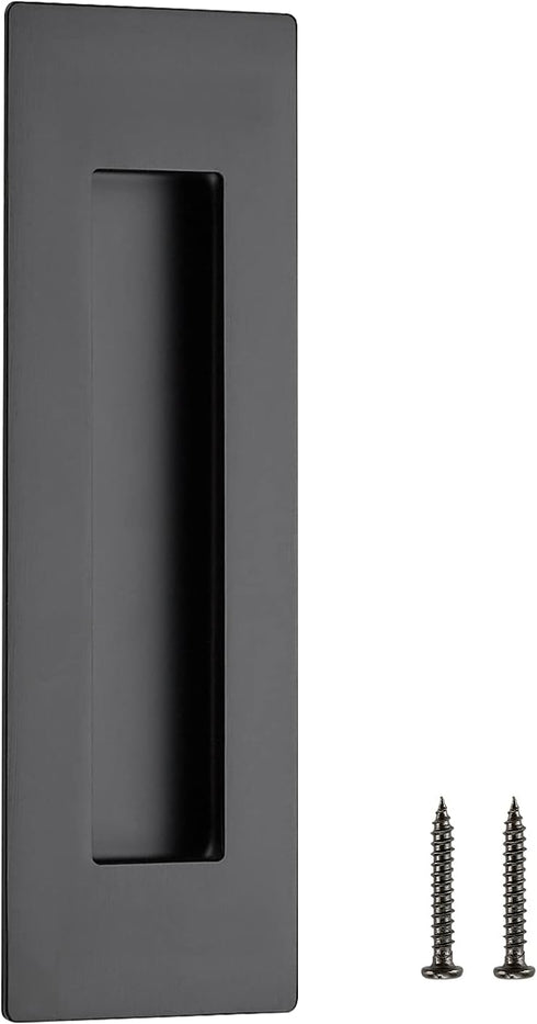 Ravinte 1 Pack Black Sliding Closet Door Handles Black Flush Pulls 7in Length Recessed Finger Pulls for Sliding Barn Door Sqaure Cabinet Pulls Sta...