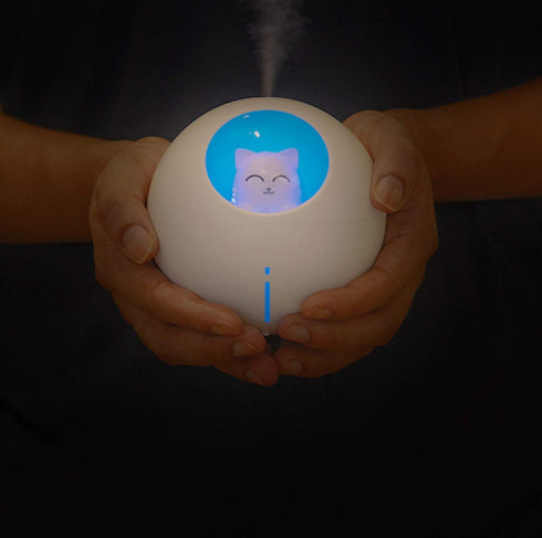 Upgraded ultrasonic ultra-quiet USB cute cold fog mini humidifier, suitable for children's baby room bedroom, 7-color light and 2 spray modes auto...