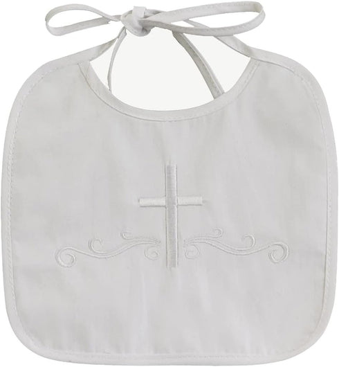 Pink Princess White Baptism Bib Boy - Christening Cotton Baby Baptism Bibs with Embroidered Cross - Baptismal Gifts and Accessories...