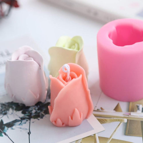 2Pcs/Set 3D Rose Flower Candle Molds, Rose Shaped Craft Art Silicone Mold for Fondant Cake Decoration Making Beeswax Candle Handmade Soap Lotion B...