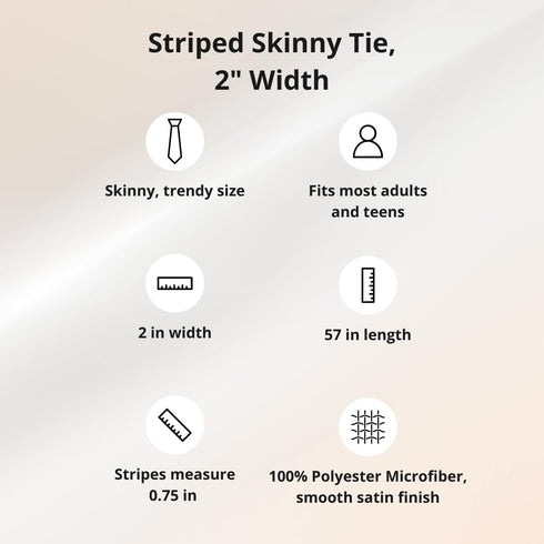 tiemart Striped Skinny Tie, 2" Width...