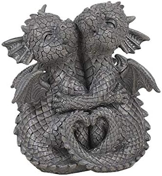 Pacific Giftware Garden Dragon Lovely Couple Garden Display Decorative Accent Sculpture Stone Finish 4.75 inch Tall...
