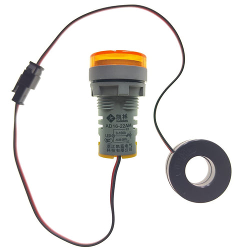 3pcs Digital Display AC Current Indicator, 22mm Round Head LED Current Tester 0~100A Ammeter Monitor (Yellow)...