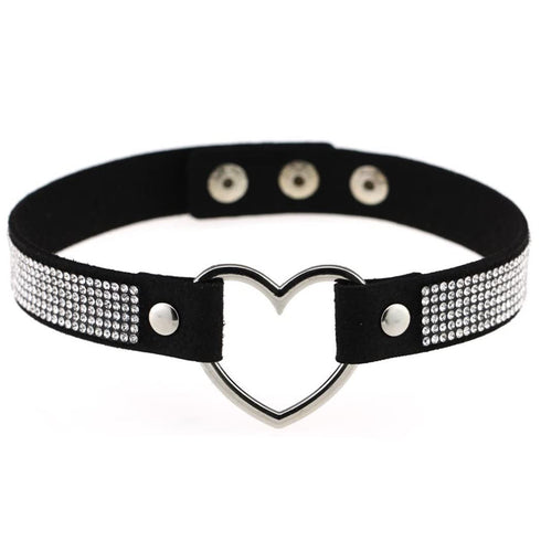 Rhinestone Leather Choker Necklace Black Sparkle Crytal Choker Collar Nighclub Rave Party Gothic Necklace for Women and Girls...