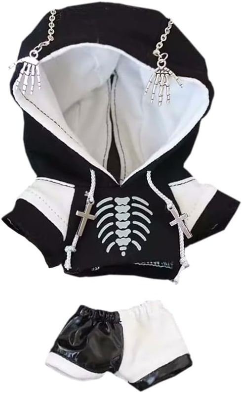 niannyyhouse 10cm Plush Doll Clothes Hoodie Color Blocked Pants Black and White Outfit Doll Accessories (Black)...