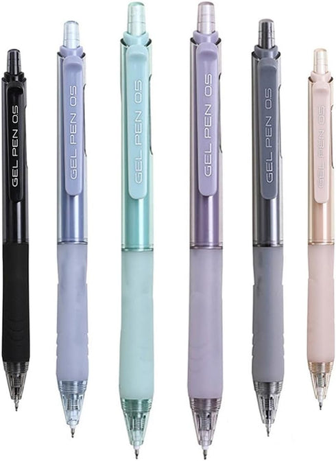 HeTaoCat Retractable Gel Pens, 0.5mm Fine Point, Quick Drying, Writing Drawing, Black ink gel pens, Box of 6 Pens (Multicolor)...