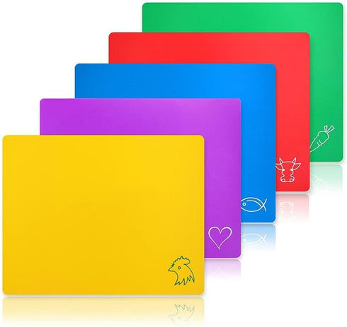 New Star Foodservice 28713 Flexible Cutting Board, 12-Inch by 15-Inch, Assorted Colors, Set of 5...