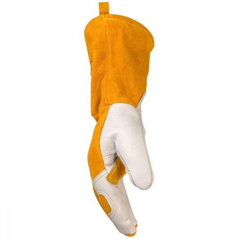 Caiman Premium Cow Grain MIG/Stick Welding Gloves, Cotton/Fleece Insulation, Kontour Design, White/Gold, X-Large (1434-6)...