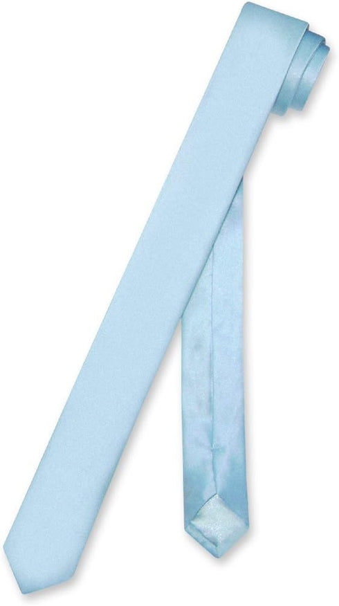 Biagio 100% SILK Narrow NeckTie EXTRA Skinny BABY BLUE Color Men's 1.5" Neck Tie...