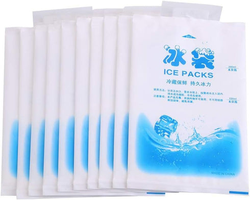 Reusable Ice Pack, Flexible Freezer Cold Packs for Lunch or Cooler Bag, PE Material 10 Pack with NO ICE(200ml)...