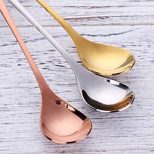 Buyer Star Ice Tea Spoon, 8-Inch Ice Cream Spoon, Stainless Steel Cocktail Stirring Spoons (4 color-4 pieces)...