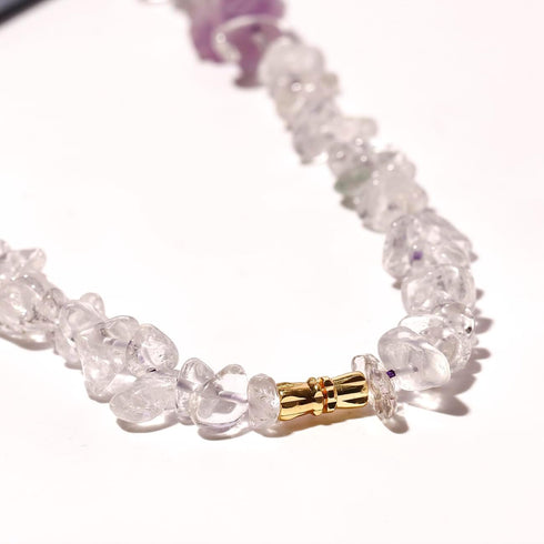 Drusy Quartz Amethyst Clear Quartz Choker Necklace for Women Healing Crystal Yoga Balance Meditation Chip Tumbled Gemstone Jewelry Gift...