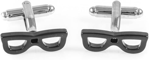 Eyeglass Glasses Pair of Cufflinks & Tie Bar Clip with Presentation Gift Box & Polishing Cloth...