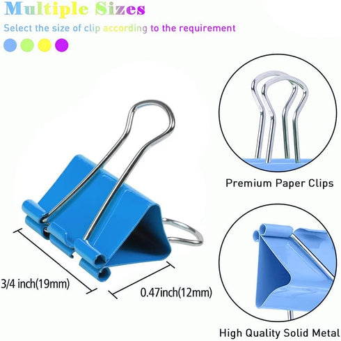 Small Binder Clips, 48 Pack, 3/4 Inch, Standard 19mm, Dark Colorful, Capacity 0.31 Inch, Small Binder Paper Clips, Fold Clamp, Small Size, Office ...