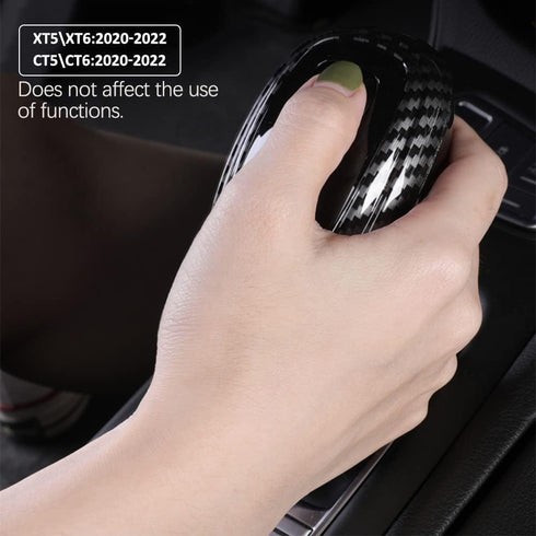 Sport Style Carbon Fiber Gear Shift Knob Cover Sticker Head Trim Compatible with Cadillac XT5 XT6 CT5 CT6 2023 2022 2021 2020...