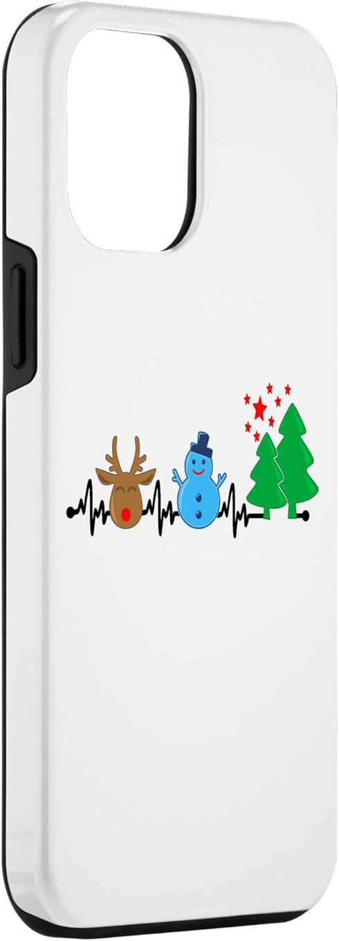 iPhone 14 Plus Christmas Nurse Heartbeat Reindeer Snowman EKG Xmas Holiday Case...