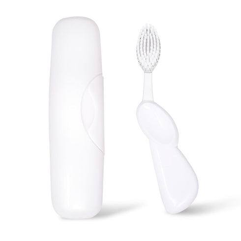 RADIUS Toothbrush Original Big Brush, BPA Free ADA Accepted - Right Hand - White Brush with White Case...