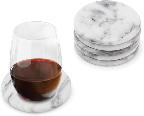 Fox Run 48749 Natural White Polished Marble Stone Coasters, Set of 6...