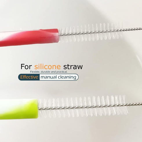 GFDesign Drinking Straw Cleaning Brushes Set 15" Extra Long 10mm Extra Wide Pipe Tube Cleaner Nylon Bristles Stainless Steel Handle - 15" x 3/8" (...