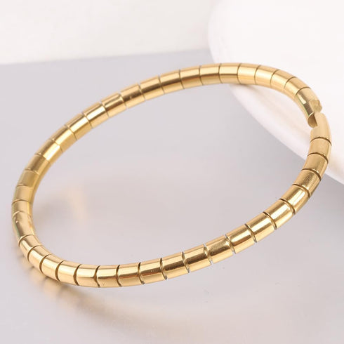 Jude Jewelers 5mm Width Stainless Steel Classic Simple Plain Grooved Style Stackable Bangle Bracelet...